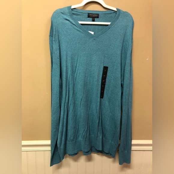 Banana Republic Factory Luxe Sweater Blue V Neck Mens Size XL NWT - Picture 1 of 6